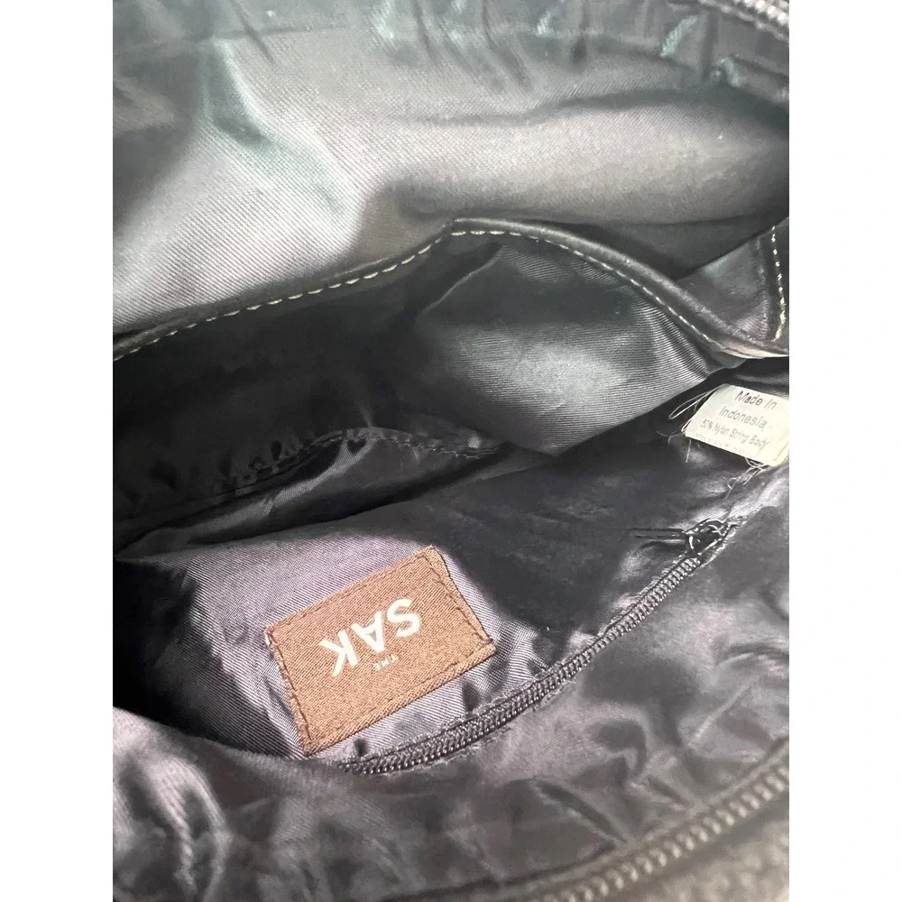 The Sak Black Crochet Shoulder Bag‎ Purse with Leather Trim